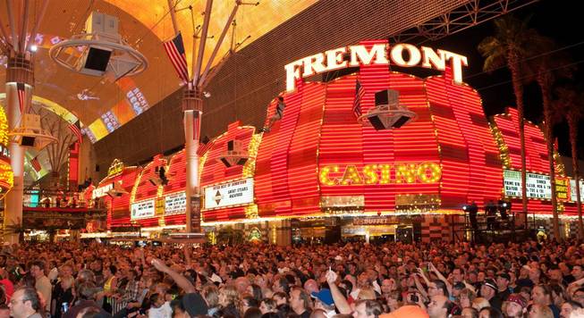 The scene as Vince Neil performs at Fremont Street Experience in downtown Las Vegas on Saturday, May 26, 2012.